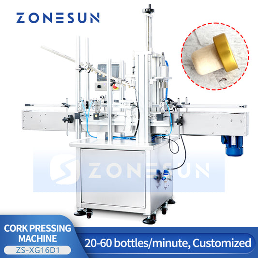 ZONESUN ZS-XG16D1 Custom Automatic Wooden Cork Cap Pressing Machine With Cap Feeder