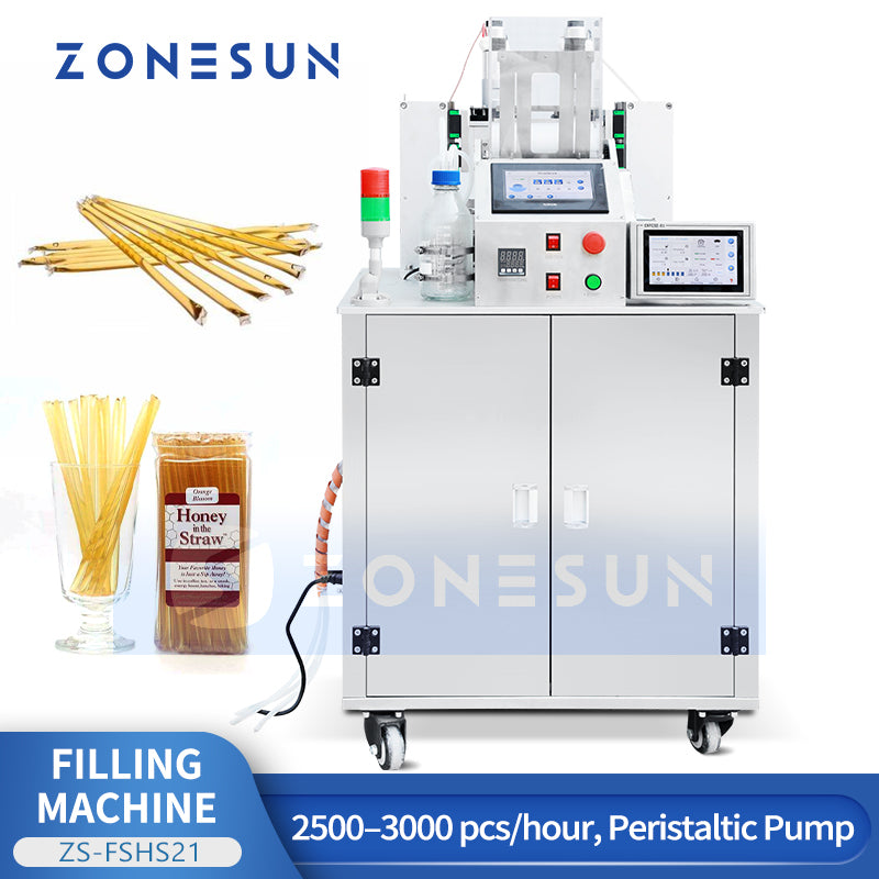 ZONESUN ZS-FSHS21 Honey Straw Filling and Sealing Machine for Syrup and Viscous Liquids
