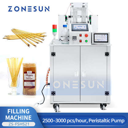 ZONESUN ZS-FSHS21 Honey Straw Filling and Sealing Machine for Syrup and Viscous Liquids