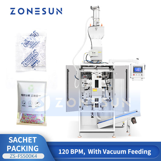  ZONESUN ZS-FS500K4 4-Lane Automatic VFFS Granule Sugar & Salt Pouch Packaging Line