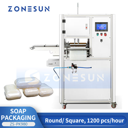 ZONESUN ZS-PK980 Automatic Soap Wrapping Machine for Round, Square & Irregular Shaped Soaps