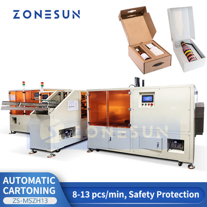 ZONESUN ZS-MSZH13 Automatic Cartoning Machine with Product Loading and Carton Closing System