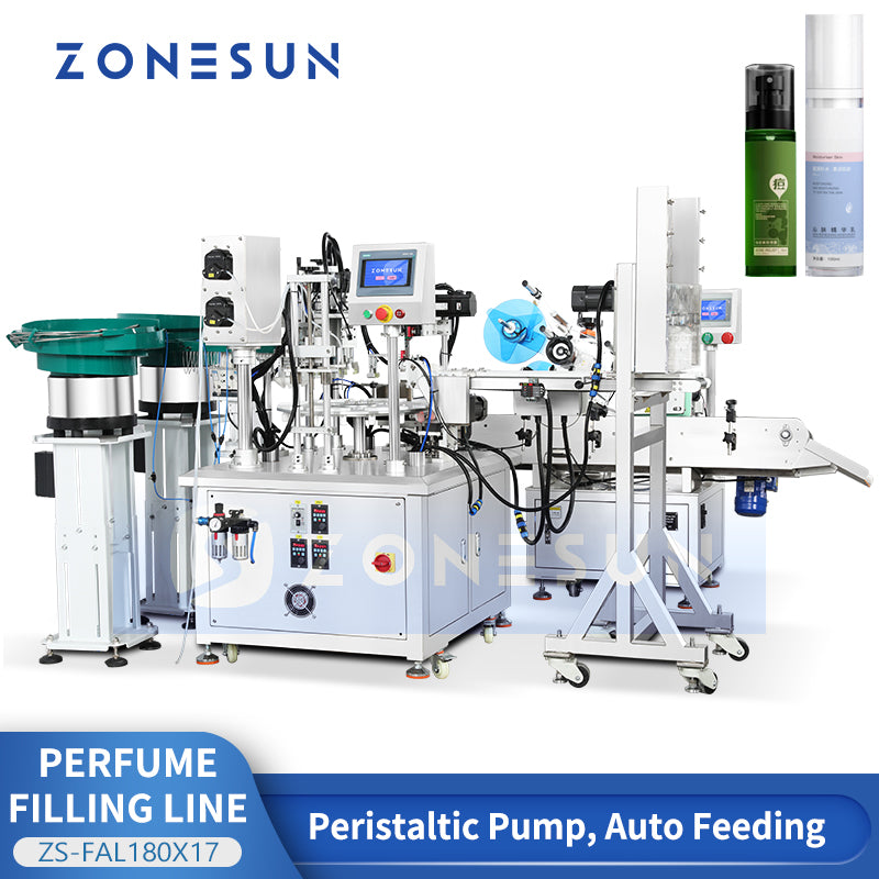 ZONESUN ZS-FAL180X17 Automatic Perfume Bottle Feeding Filling Capping and Labeling Line