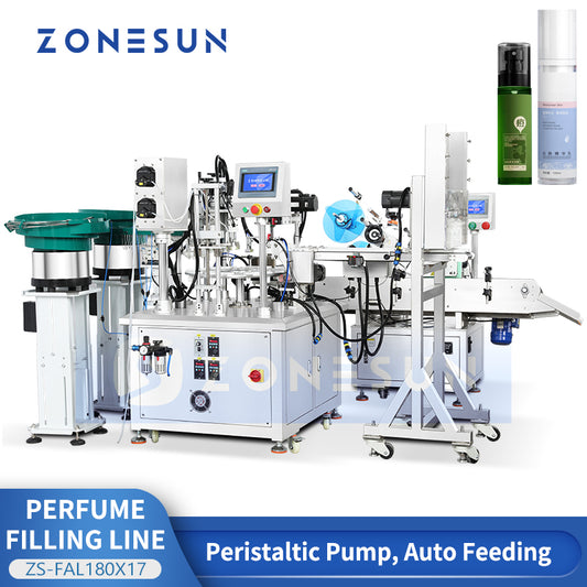 ZONESUN ZS-FAL180X17 Automatic Perfume Bottle Feeding Filling Capping and Labeling Line