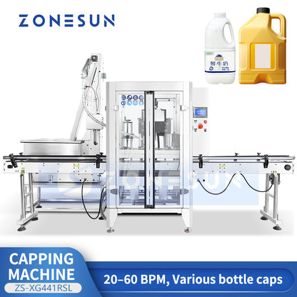 ZONESUN ZS-XG441RSL Servo Automatic Capping Machine for Flat Screw and Sprayer Caps