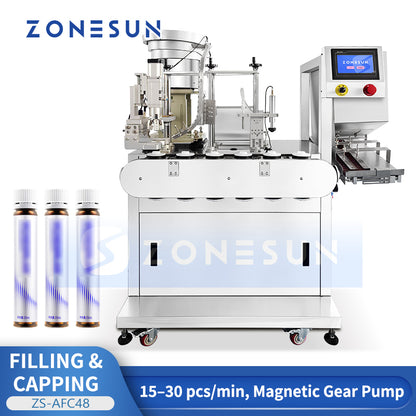ZONESUN ZS-AFC48 Compact Auto Filling and Capping Machine for Small Bottles in Cosmetics & Chemicals