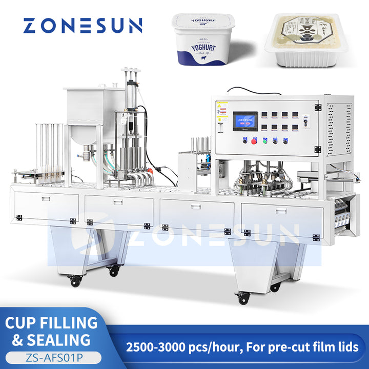 ZONESUN ZS-AFS01P Automatic 4-Head Cup Filling and Sealing Machine For Yogurt Pudding Sauce Cups