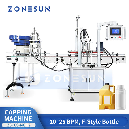 ZONESUN ZS-XG440H2 Servo Automatic Capping Machine for F Style Oil Bottles and Containers