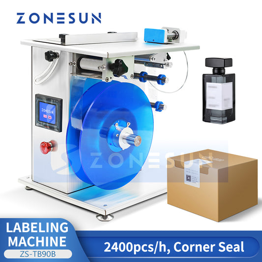 ZONESUN ZS-TB90B Semi Automatic 90 Degree Corner Labeling Machine for Box Sealing and Packaging