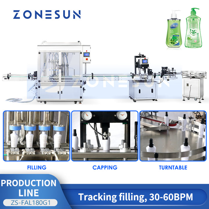 ZONESUN ZS-FAL180G1 Automatic Liquid Filling and Capping Line for Shampoo Soap and Lotion Bottles