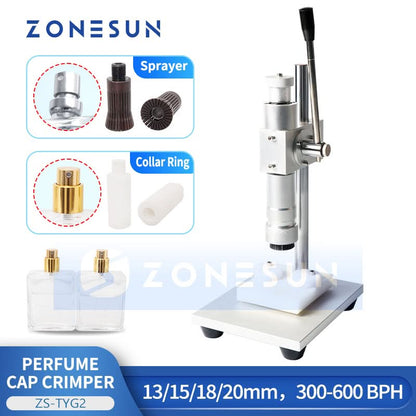 ZONESUN ZS-TYG2 Manual Perfume Crimping Machine Metal Cap Press Capping Spray Bottle Crimper