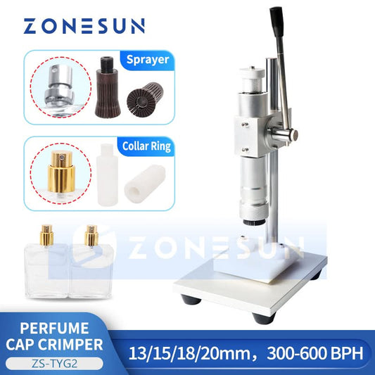 ZONESUN ZS-TYG2 Manual Perfume Crimping Machine Metal Cap Press Capping Spray Bottle Crimper