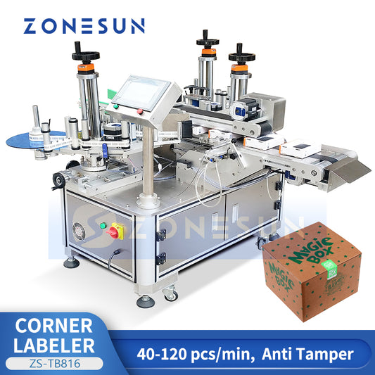 ZONESUN ZS-TB816 Double-Side Anti-Tamper Corner Labeling Machine