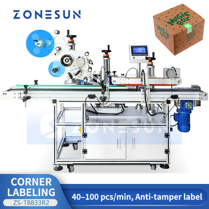 ZONESUN ZS-TB833R2 High-Speed Automatic Corner Labeling Machine for Tamper-Evident Packaging