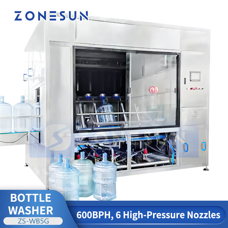 ZONESUN ZS-WB5G Auto 5-Gallon Barrel Washing Machine with High-Pressure Nozzles, 600 BPH Capacity