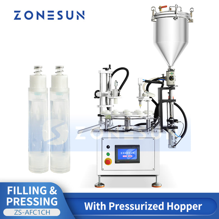ZONESUN ZS-AFC1CH Automatic Paste Filling and Cap Pressing Machine with Pressurized Hopper
