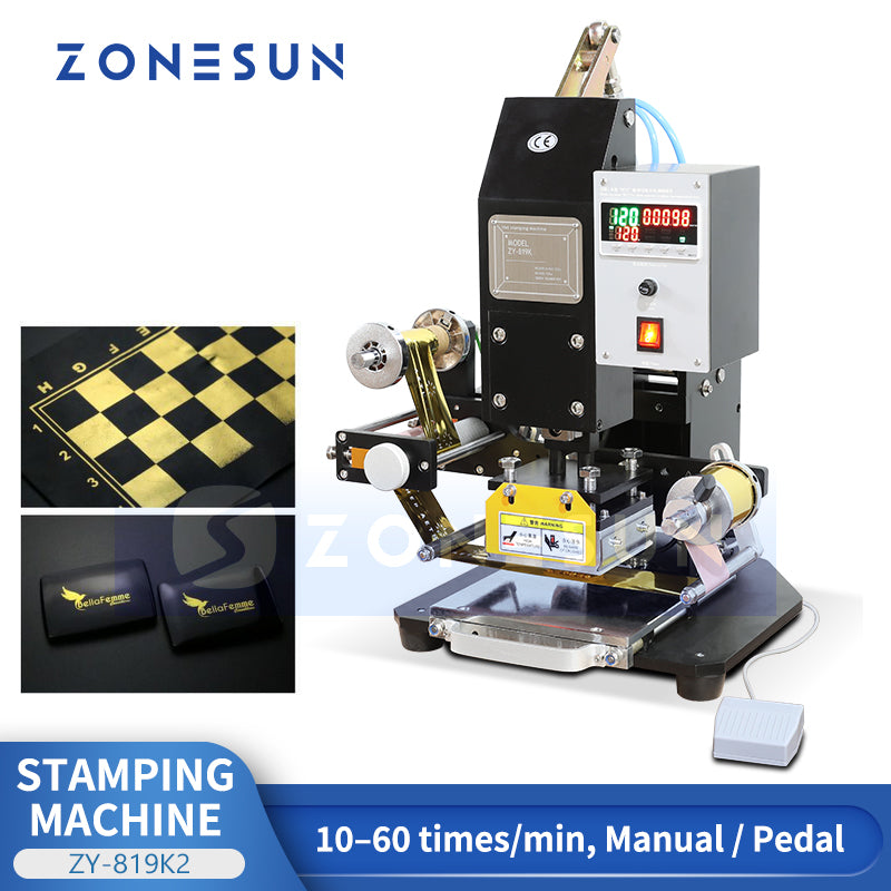 ZONESUN ZY-819K2 Hot Foil Stamping Machine for Leather, Paper, Plastic, and Wood Printing