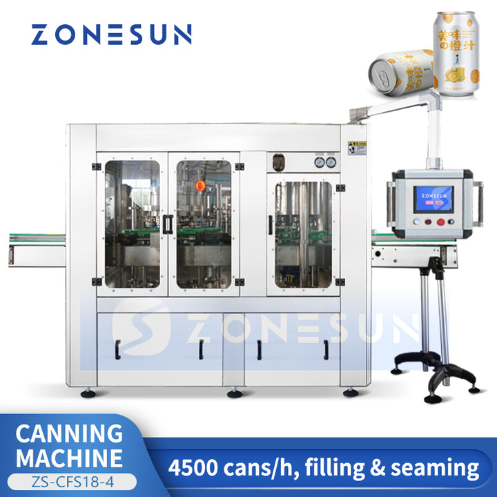 ZONESUN ZS-CFS18-4 Automatic Beer Canning Line Tin Can Filling and Sealing Machine