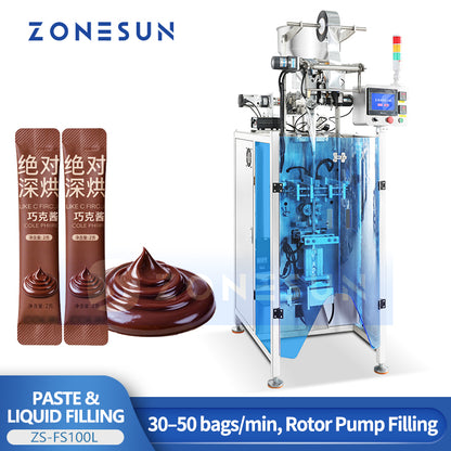 ZONESUN ZS-FS100L Automatic Rotor Pump Small Paste and Liquid Sachet Filling and Packaging Machine
