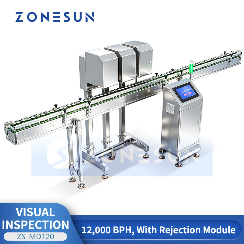 Zero Defects: ZONESUN ZS-MD120 360° Visual Inspection System for PET Bottles & Aluminum Cans