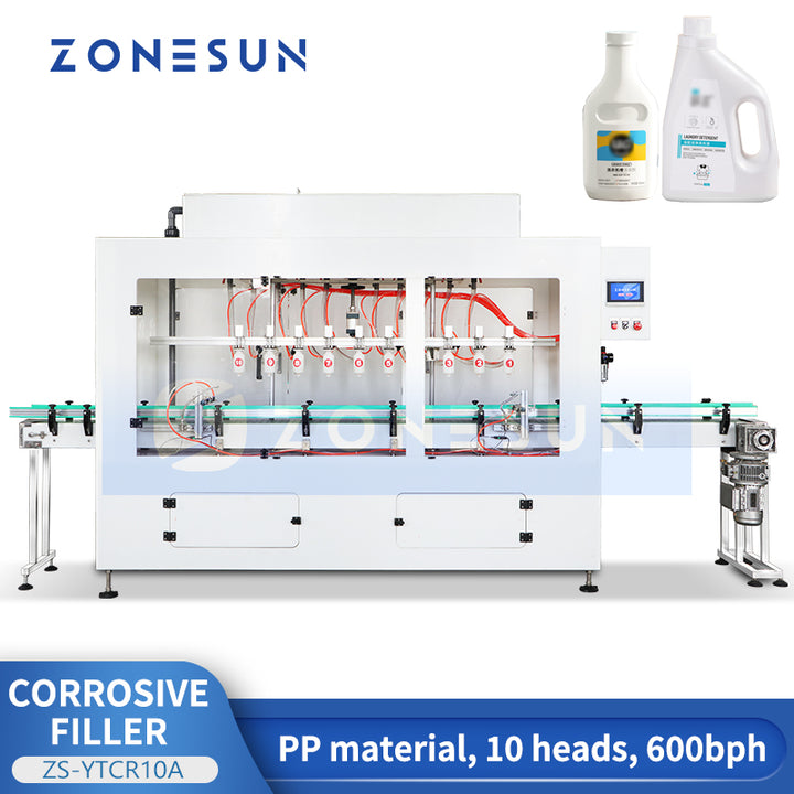 ZONESUN ZS-YTCR10A Automatic 10 Heads Corrosive Filling Machine for Bleach Toilet Cleaner