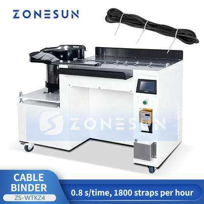 ZONESUN ZS-WTKZ4 Fully Automatic Nylon Cable Tie Machine for Fast Wire Harness Bundling and Cutting