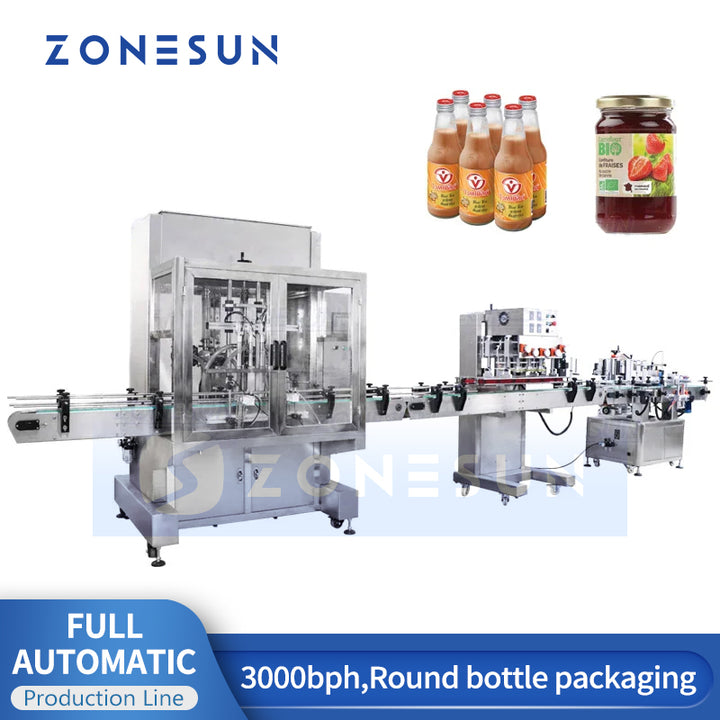 ZONESUN Automatic Production Line Filling Capping Round Bottle Labeling Machine