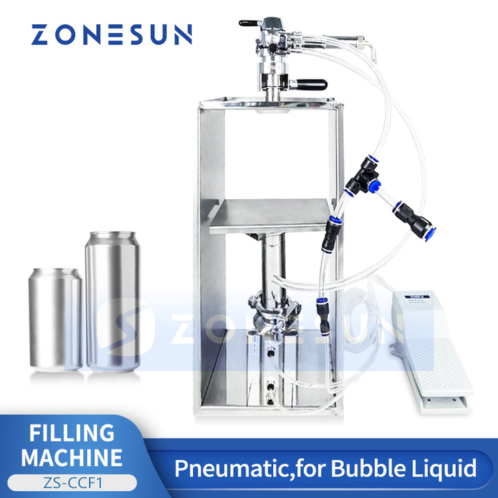 ZONESUN ZS-CCF1 Isobaric Pressure Filling Machine for Beer and Soda with Pneumatic Control Compact Design and Can or Bottle Support