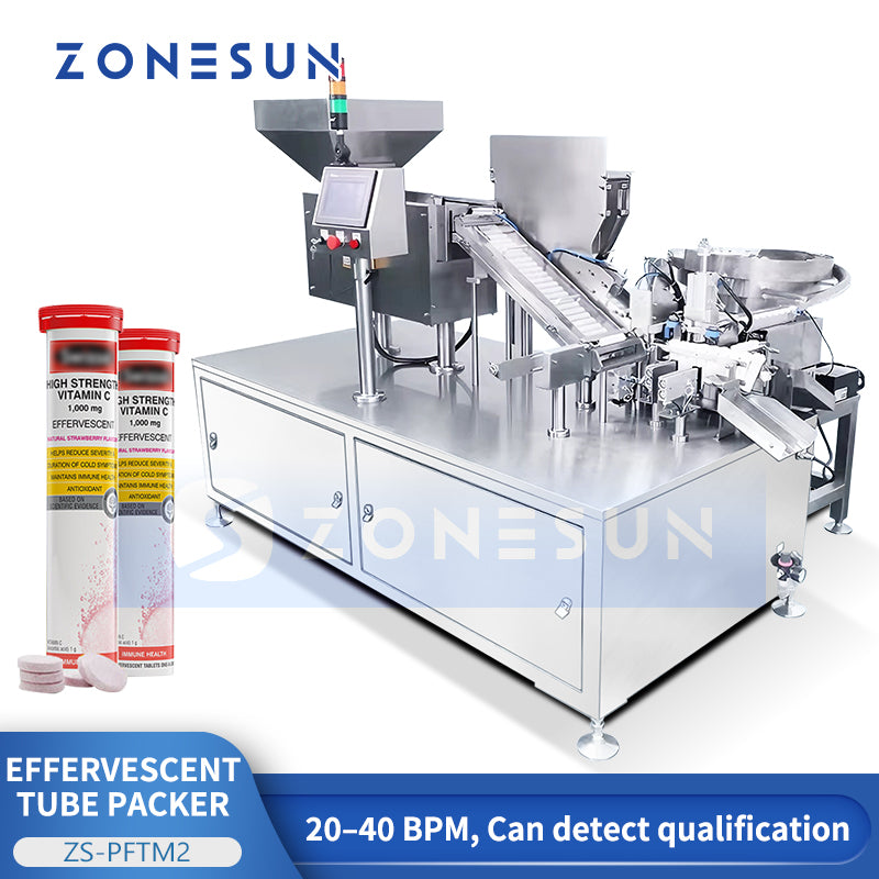ZONESUN ZS-PFTM2 Automatic Effervescent Tablet Tube Filling and Capping Machine for Pharma Lines
