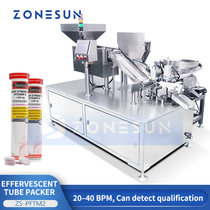 ZONESUN ZS-PFTM2 Automatic Effervescent Tablet Tube Filling and Capping Machine for Pharma Lines