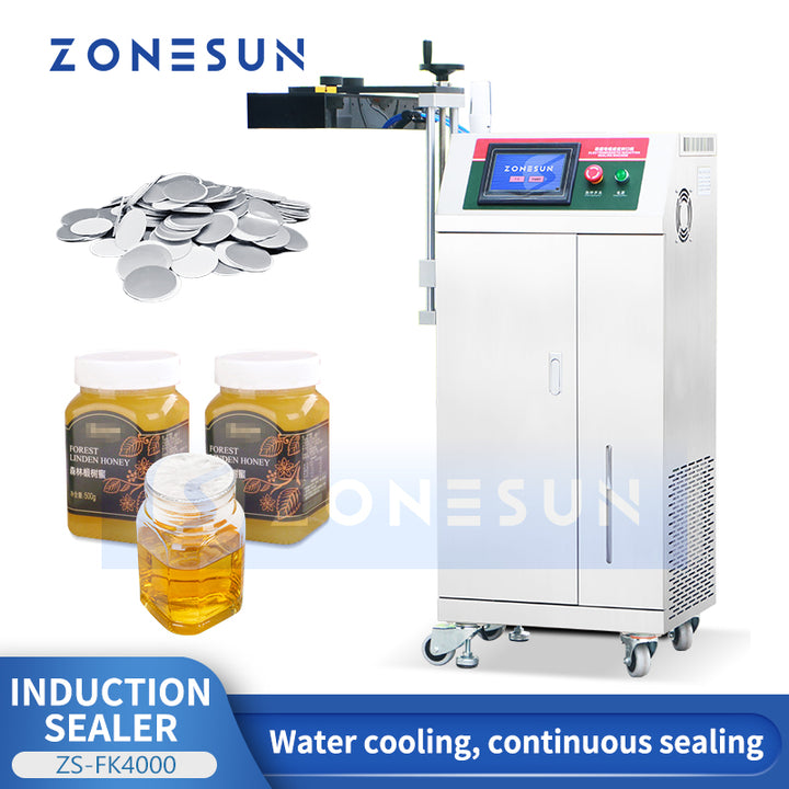 ZONESUN ZS-FK4000 Water-cooled Bottle Neck Aluminum Foil Continuous Induction Sealing Machine