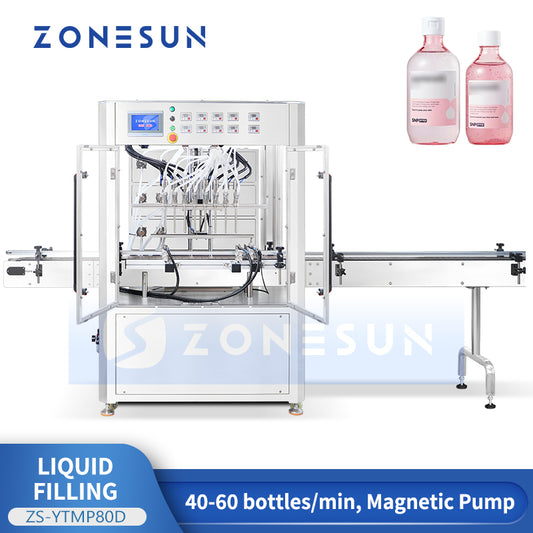 ZONESUN ZS-YTMP80D 8-Head Magnetic Pump Liquid Filling Machine with Suck-Back Nozzles