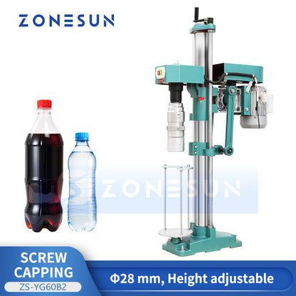 ZONESUN ZS-YG60B2 Semi Automatic 28mm Screw Cap Bottle Capping Machine Adjustable Torque Cap