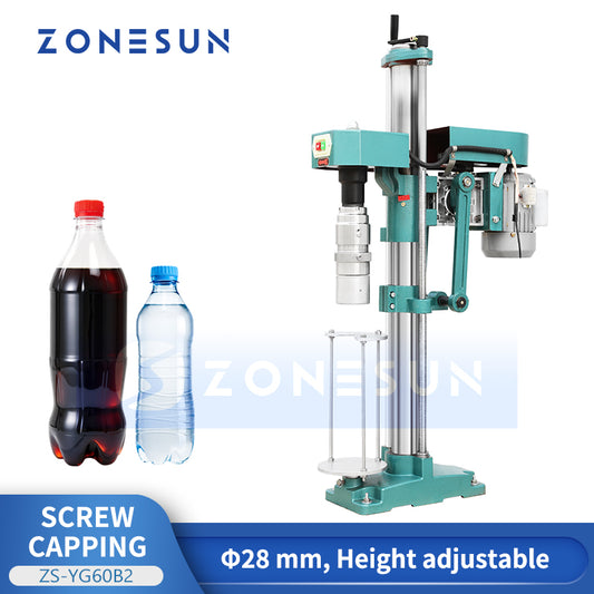 ZONESUN ZS-YG60B2 Semi Automatic 28mm Screw Cap Bottle Capping Machine Adjustable Torque Cap