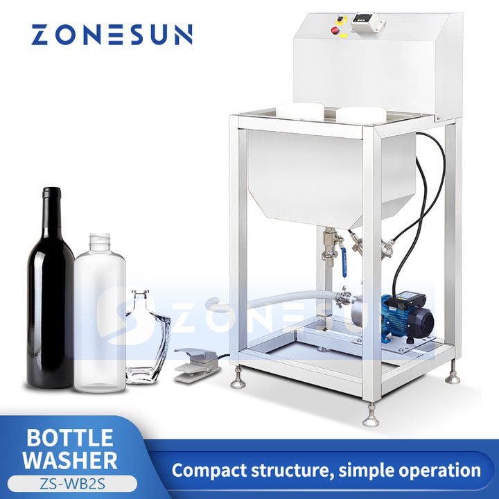 ZONESUN Semi Automatic Bottle Washer Cleaning Machine Bottle Rinsing Equipment ZS-WB2S