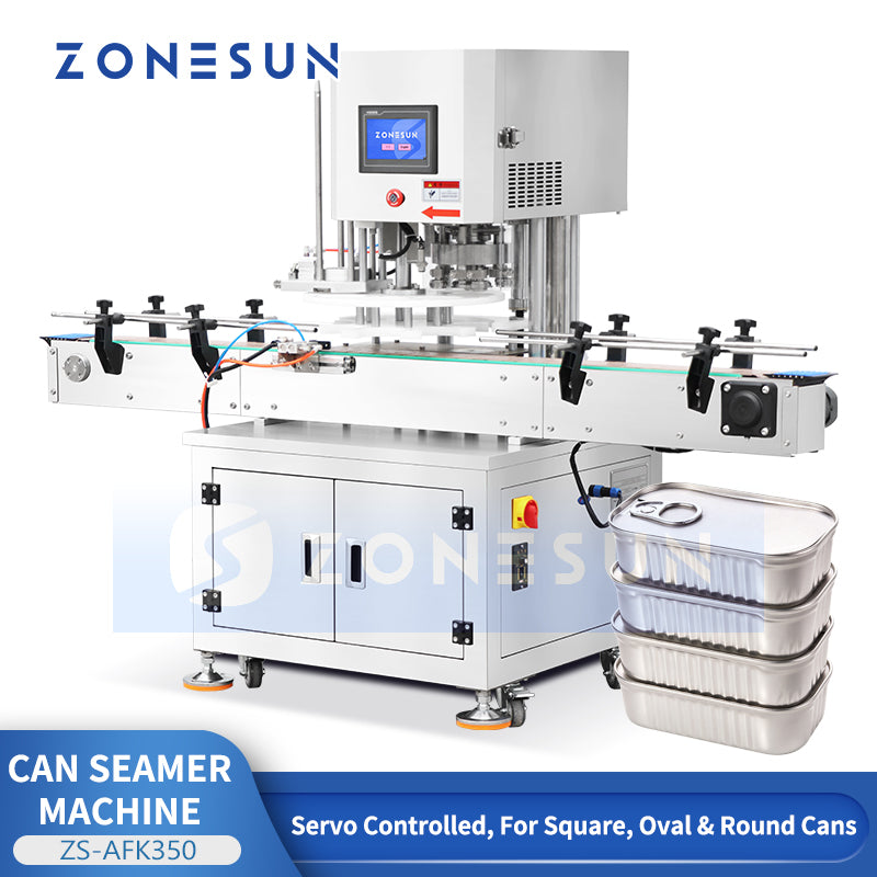 ZONESUN ZS-AFK350 Automatic Servo Metal Can Seamer Machine for Square Oval Round Cans