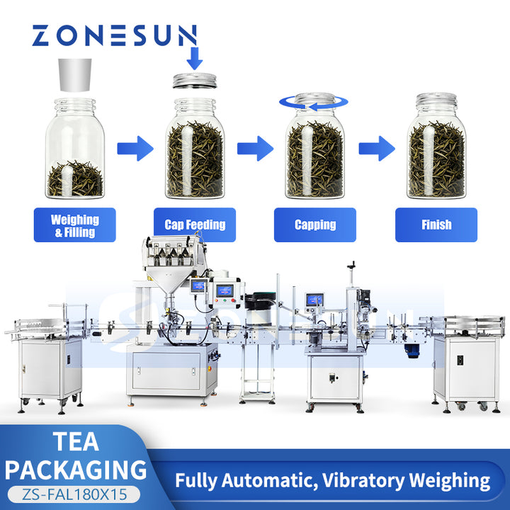ZONESUN ZS-FAL180X15 Automatic Tea Weighing Filling and Capping Line
