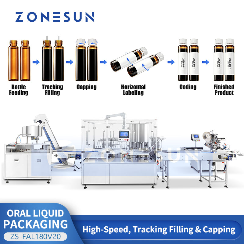 ZONESUN ZS-FAL180V20 Automatic Bottle Unscrambling Filling Capping and Labeling Production Line
