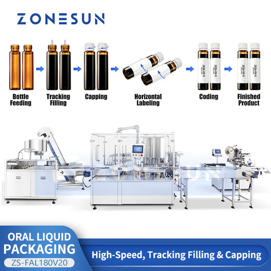 ZONESUN ZS-FAL180V20 Automatic Bottle Unscrambling Filling Capping and Labeling Production Line