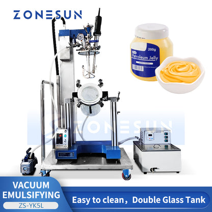 ZONESUN ZS-YK5L Laboratory Vacuum Emulsifying Homogenizer Mixer for Cream & Lotion