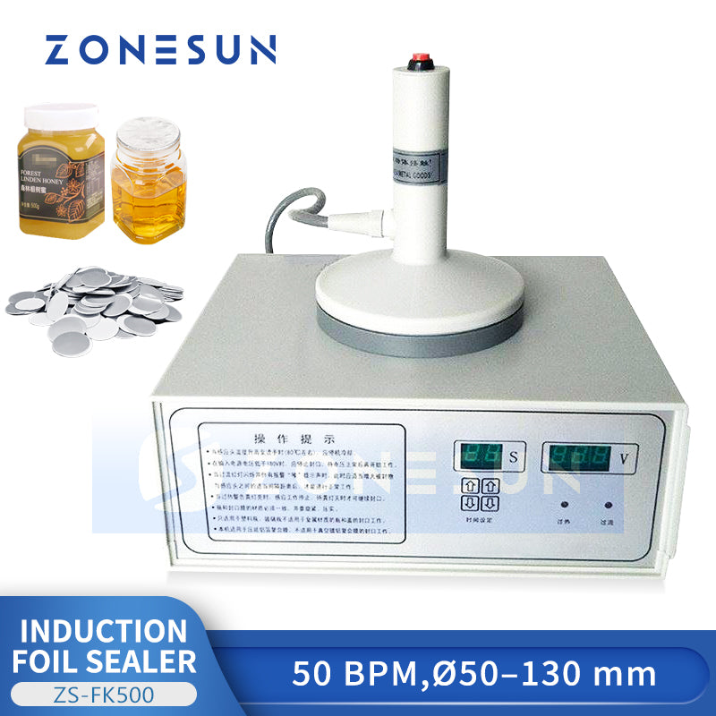 ZONESUN ZS-FK500 Portable Magnetic Induction Foil Sealing Machine for 50–130mm Bottles