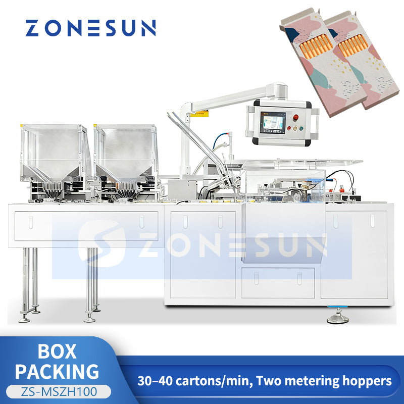 ZONESUN ZS-MSZH100 Fully Automatic Box Packing Machine for School Chalk and Pencil Packaging