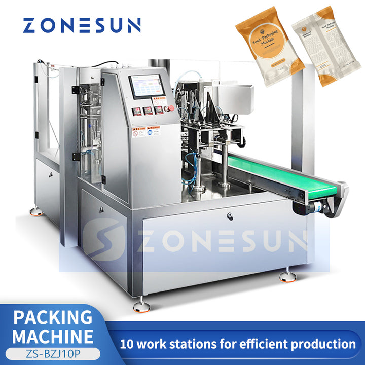 ZONESUN Automatic Pouch Filling and Sealing Machine Premade Pouch Rotary Filler ZS-BZJ10P