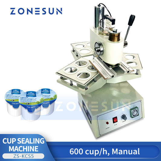 Easy Boba Prep: ZONESUN ZS-KCS5 Manual Plastic & Paper Cup Heat Sealing Machine for Milk Tea Shops