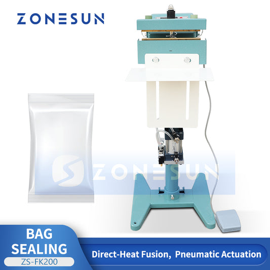Heavy Duty Sealing: ZONESUN ZS-FK200 Pneumatic Constant Direct-Heat Foil & Composite Bag Sealer