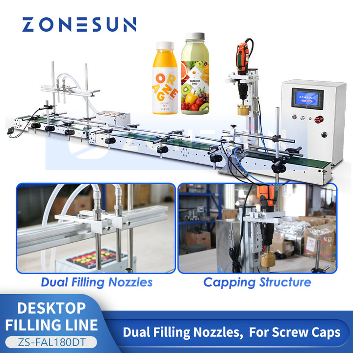 ZONESUN ZS-FAL180DT Automatic Desktop Dual-Head Filling Capping Line