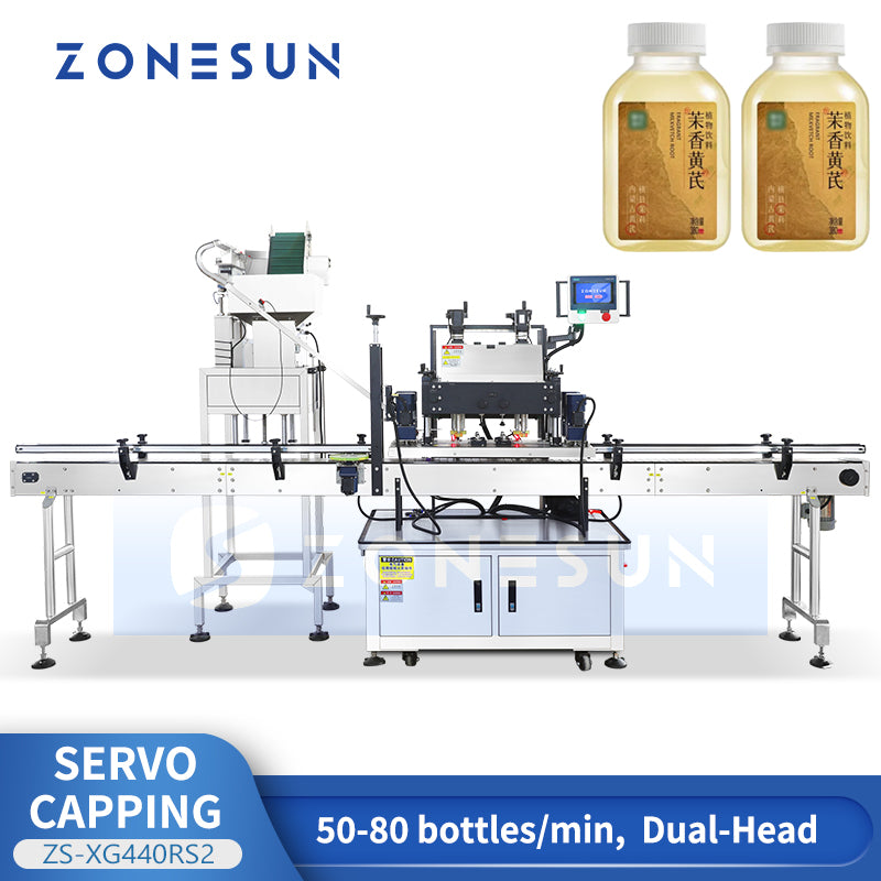ZONESUN ZS-XG440RS2 Automatic Dual-Head Servo Three-Wheel Capping Machine