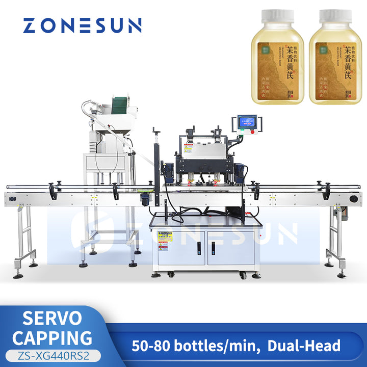 ZONESUN ZS-XG440RS2 Automatic Dual-Head Servo Three-Wheel Capping Machine