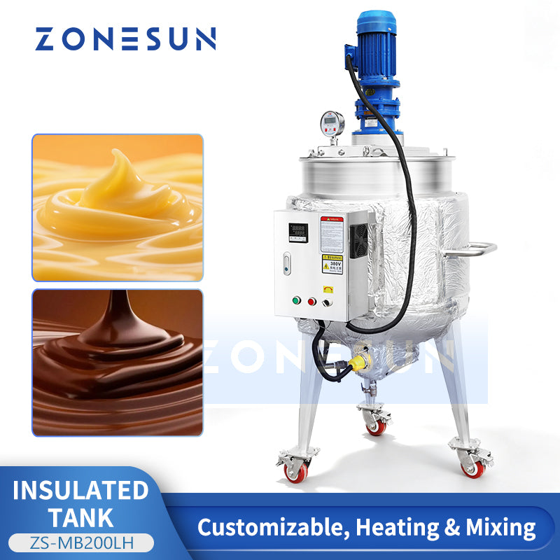 ZONESUN ZS-MB200LH SUS304 Stainless Steel Sponge-Insulated Heating Mixing Tank