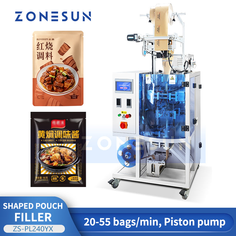 ZONESUN ZS-PL240YX Automatic Shaped Pouch Filling, Sealing, and Cutting Machine for Liquids